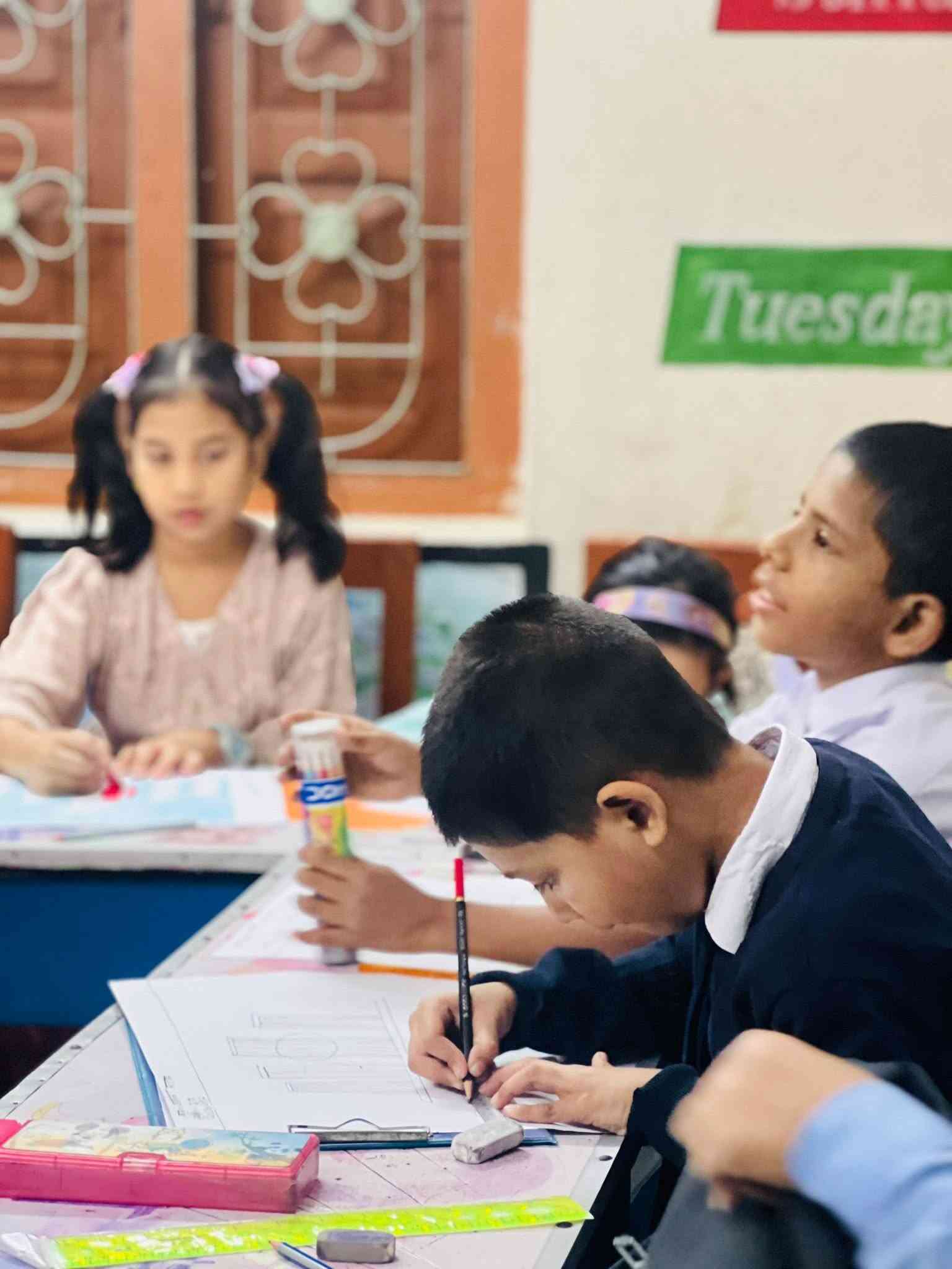 Students participating in a creative competition